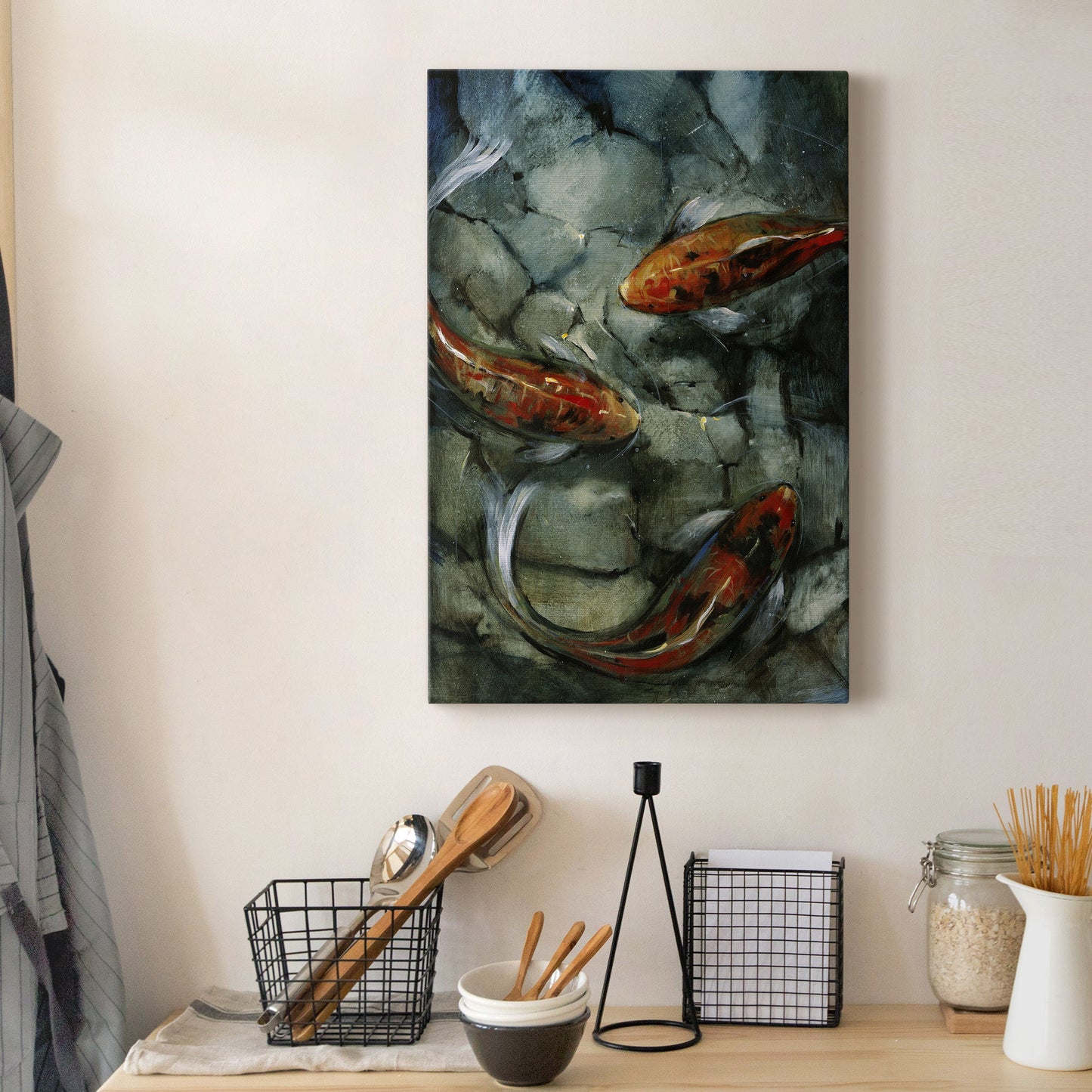 Tres Koi II Premium Gallery Wrapped Canvas - Ready to Hang