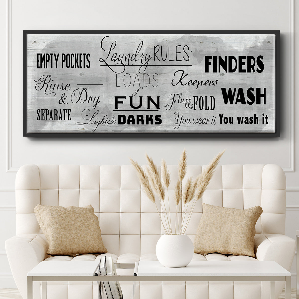 Laundry Rules - Floater Framed Canvas Print
