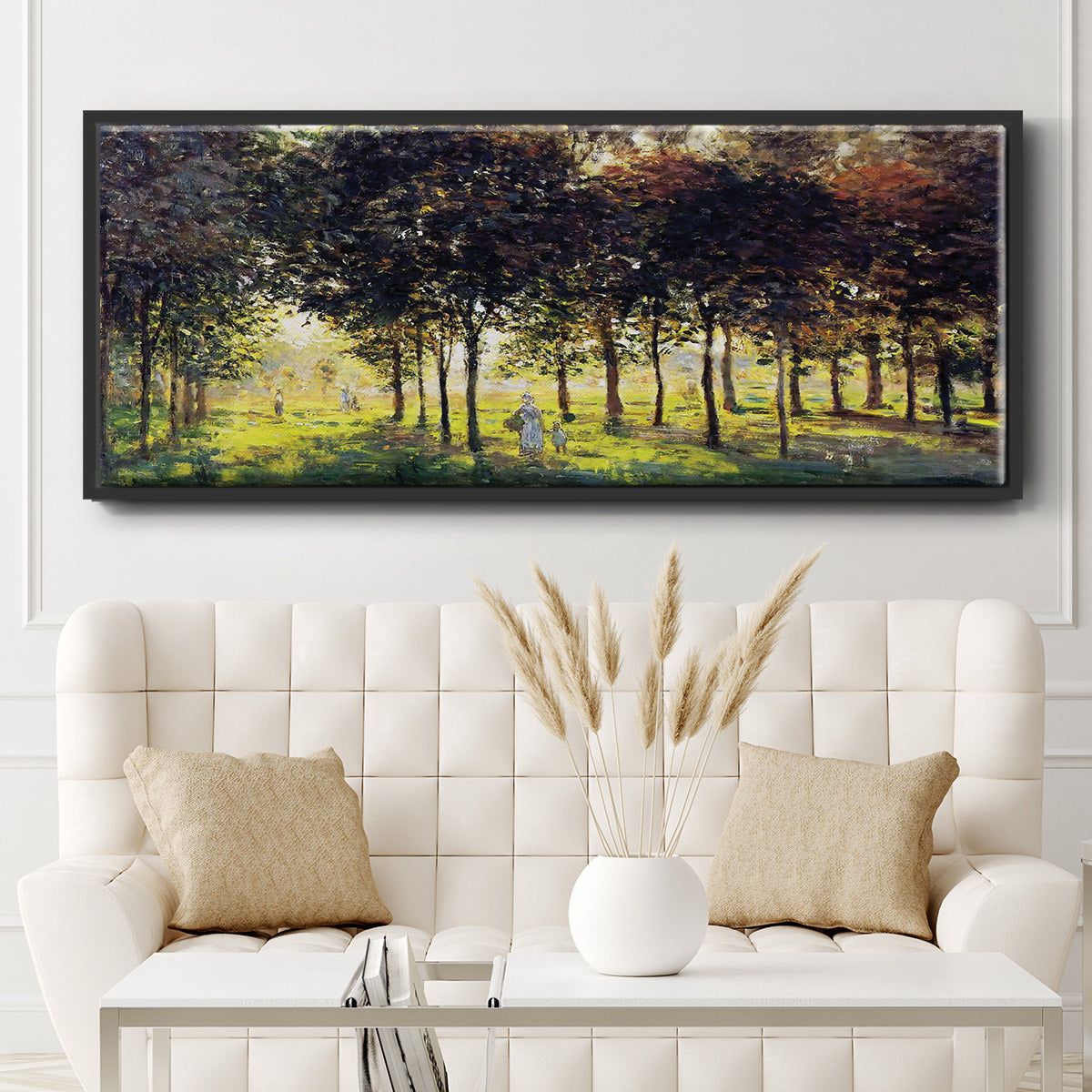 The Promenade at Argenteuil, Sunset, 1874 - Floater Framed Canvas Print