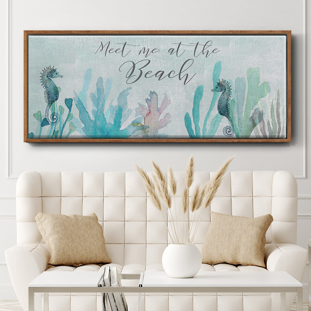 Seahorses and Coral - Floater Framed Canvas Print