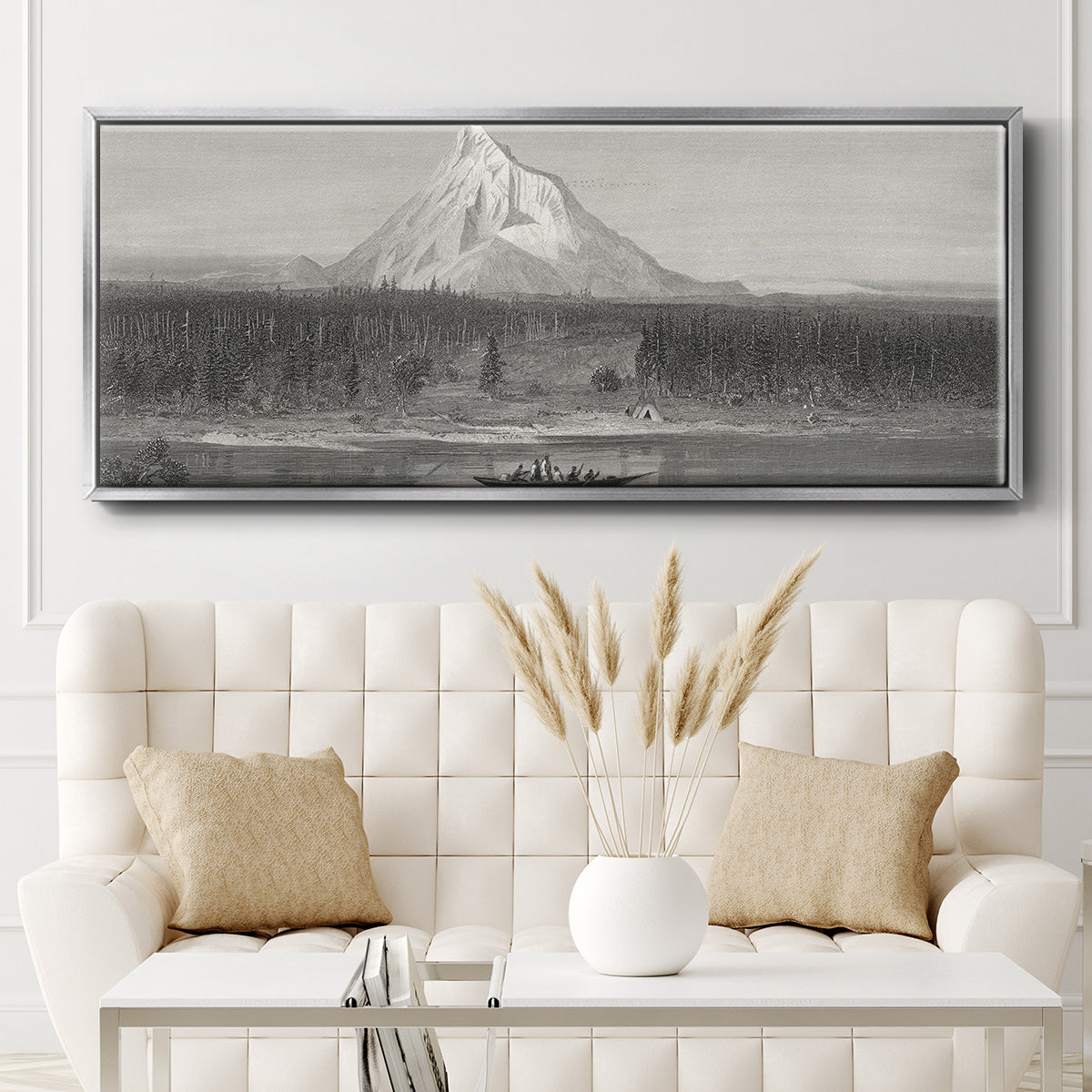 Mount Hood from the Columbia - Floater Framed Canvas Print