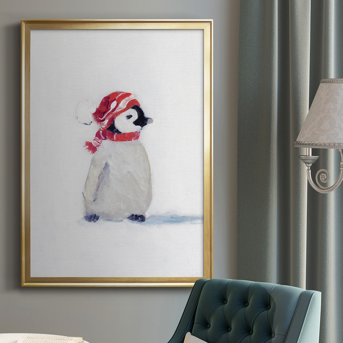 Penguin Play I - Modern Framed Canvas Print