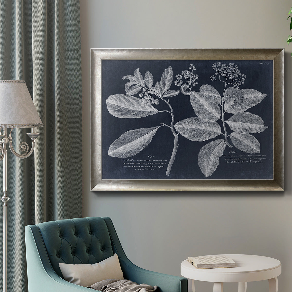 Foliage on Navy IV Premium Framed Canvas- Ready to Hang