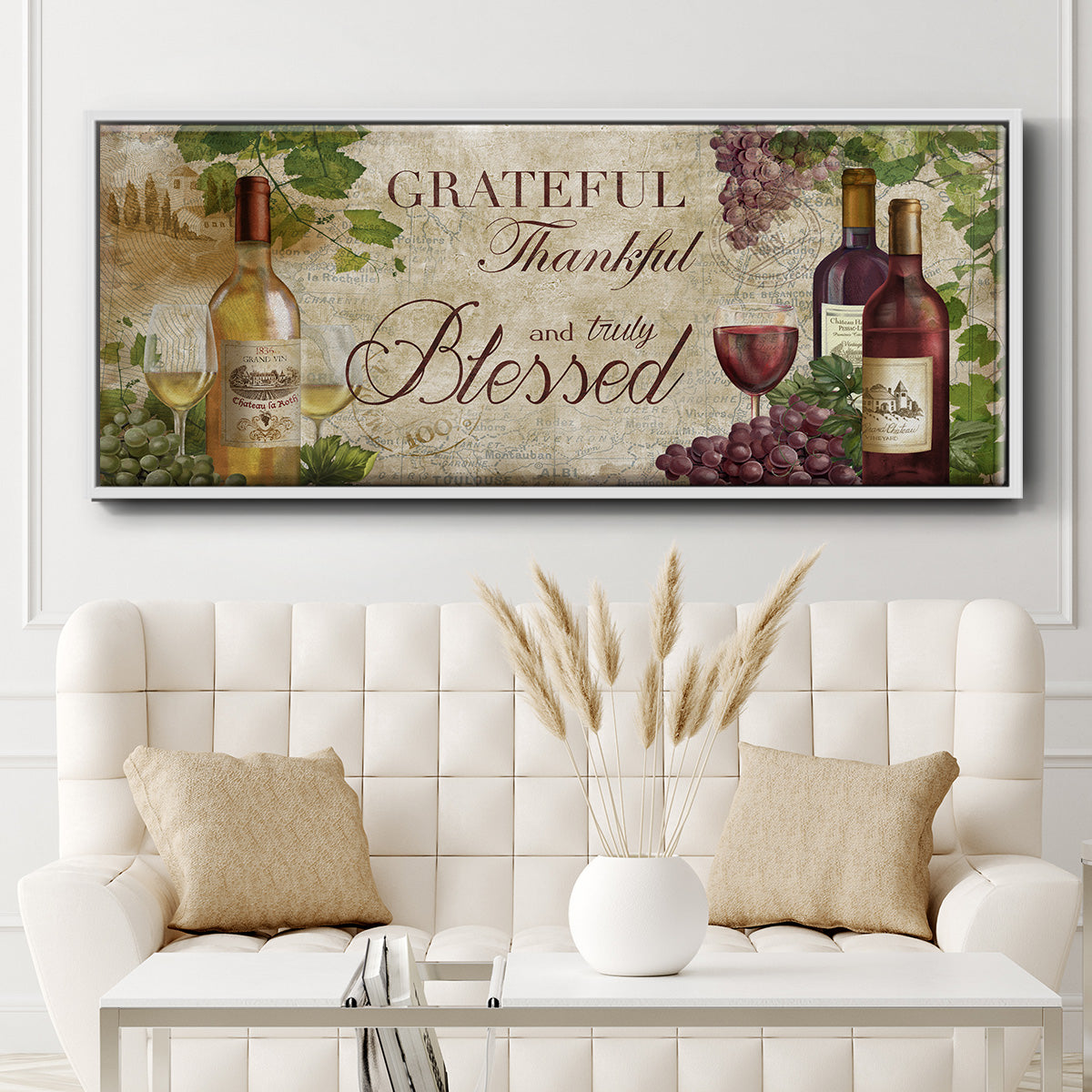 Grateful Wine - Floater Framed Canvas Print