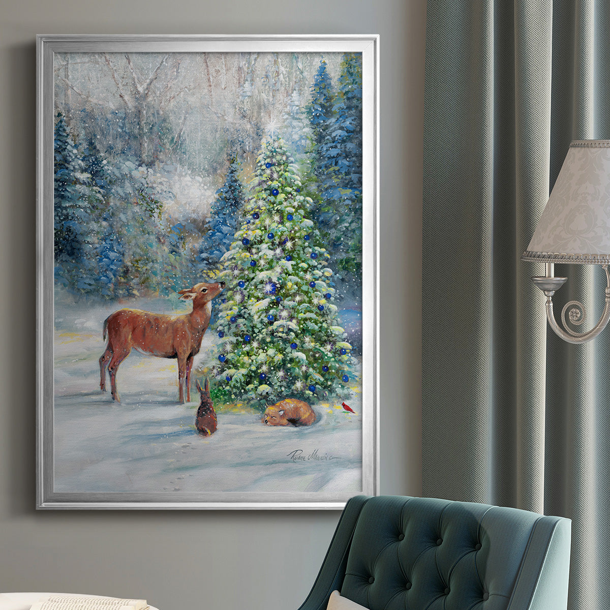 Winter Gathering - Modern Framed Canvas Print