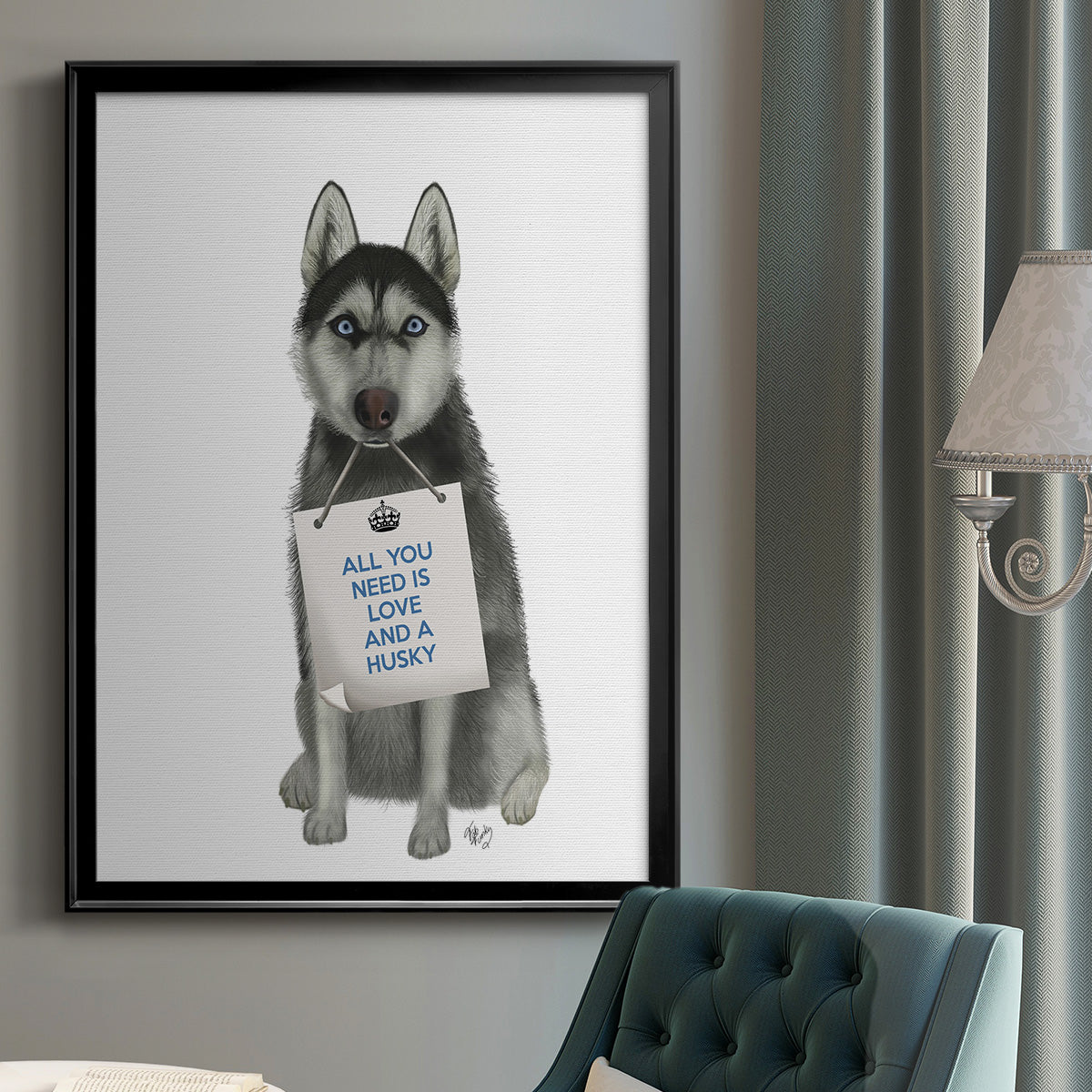 Love and Husky - Modern Framed Canvas Print