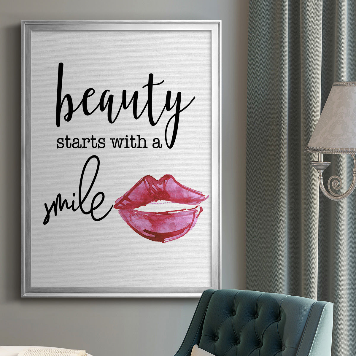 Beauty Starts With A Smile - Modern Framed Canvas Print