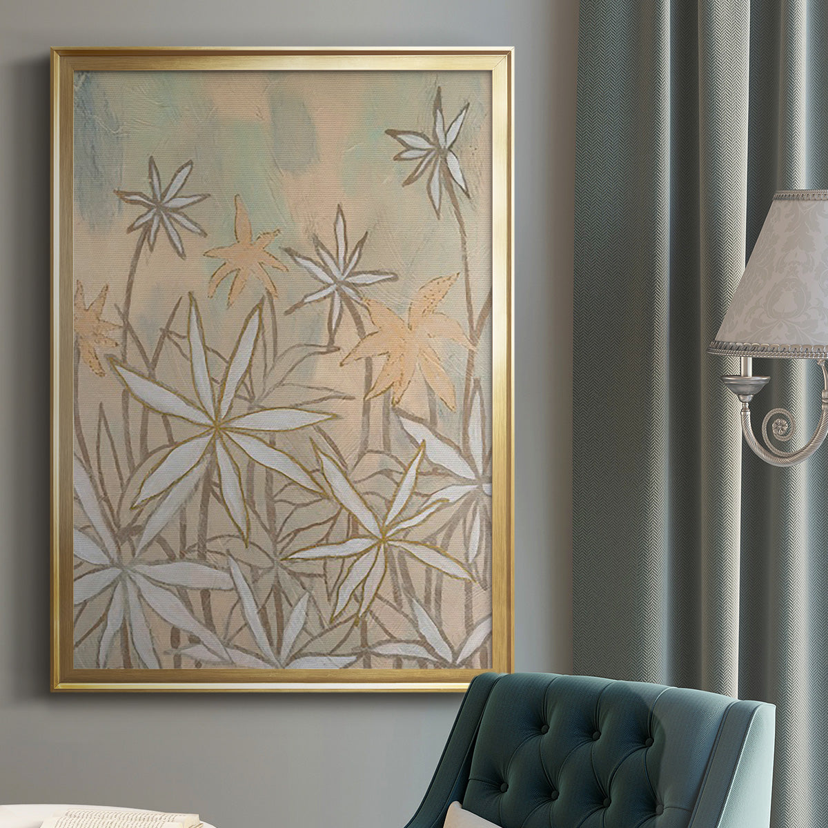 Embellished Starburst Bloom II - Modern Framed Canvas Print