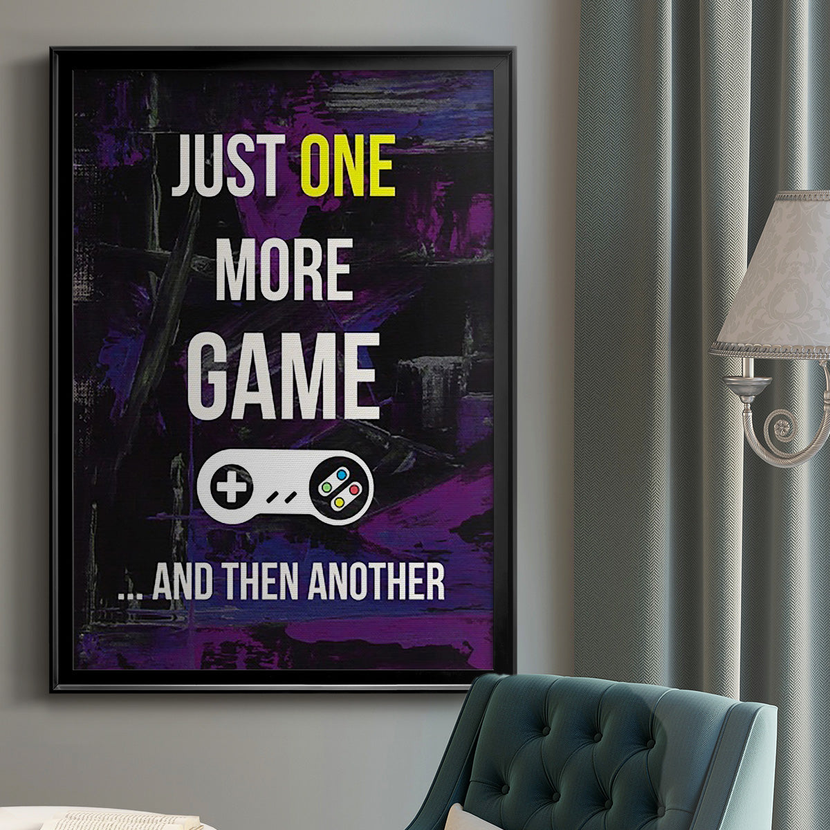 Gamer at Play II - Modern Framed Canvas Print