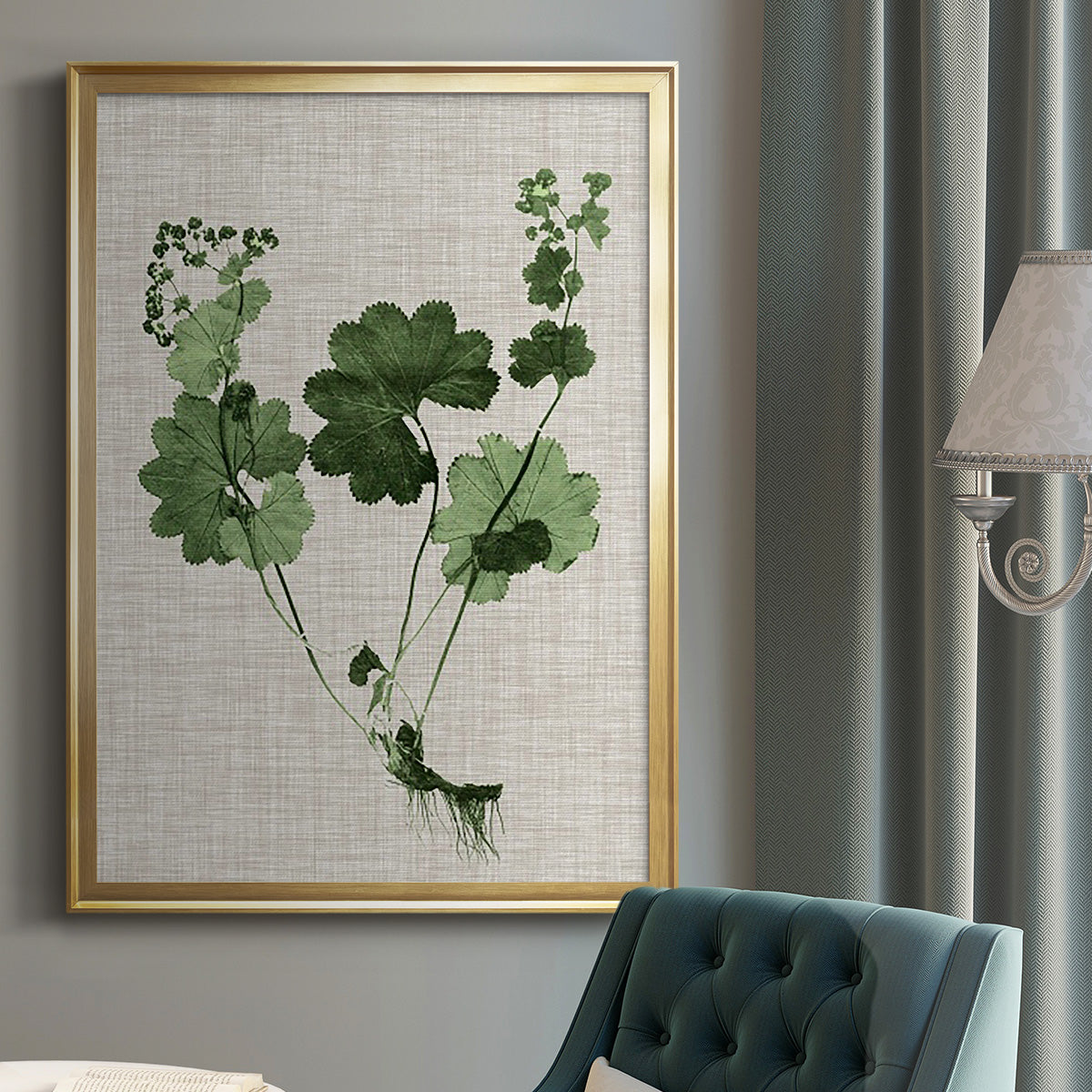 Forest Foliage on Linen I - Modern Framed Canvas Print