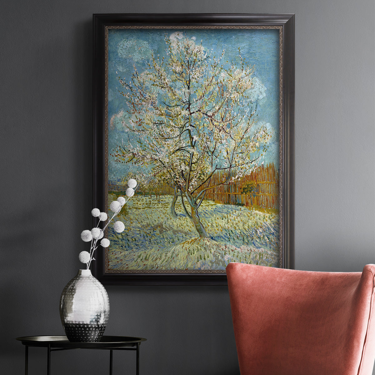  The Pink Peach Tree - Ornate Framed Canvas Print