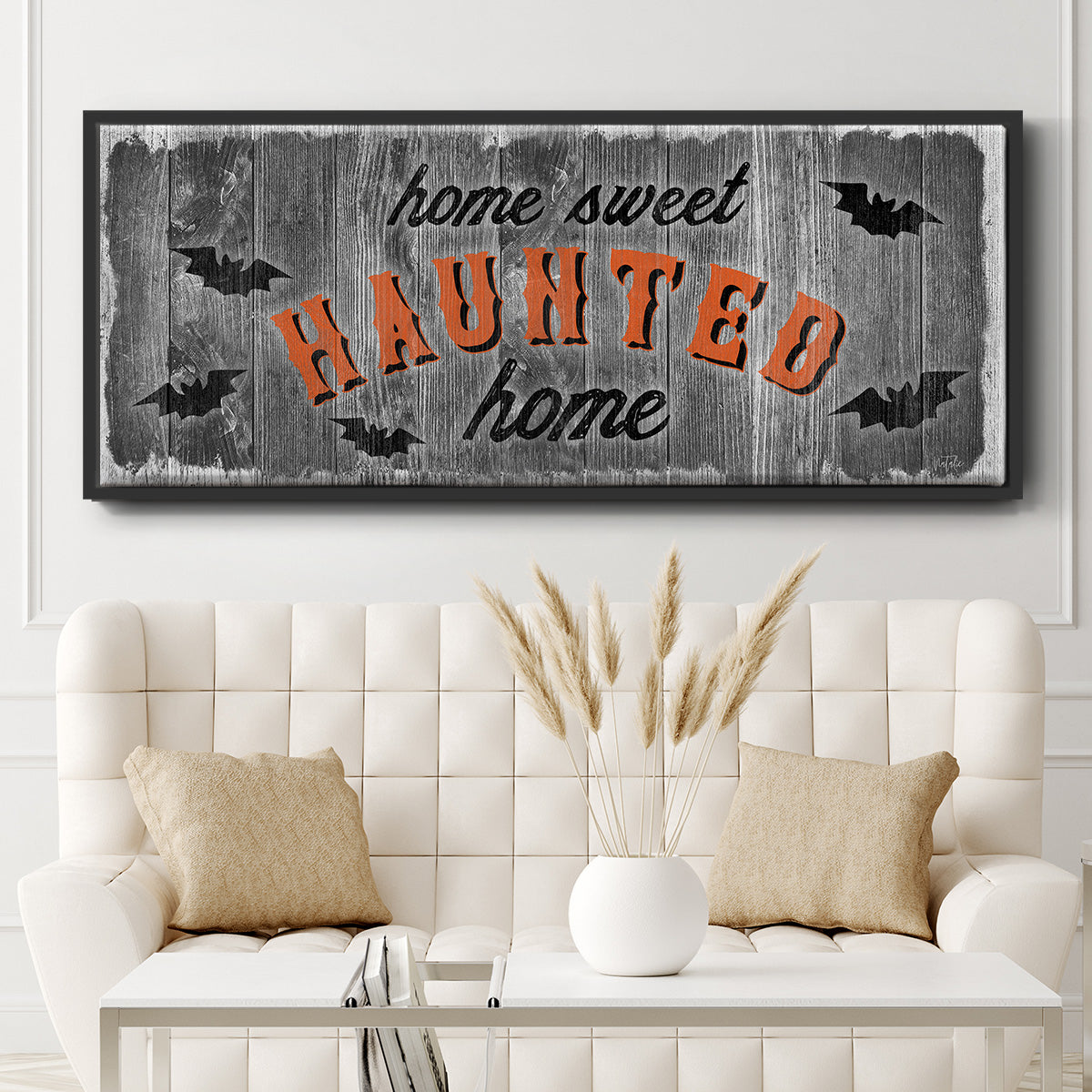 Home Sweet Haunted - Floater Framed Canvas Print