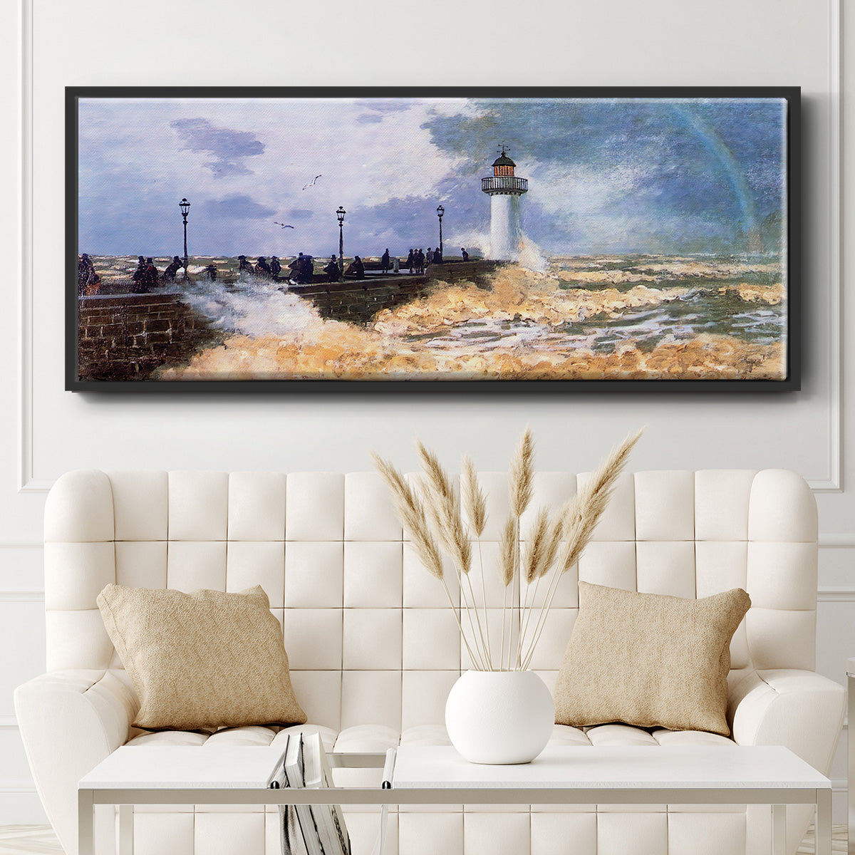 The Jetty at Le Havre, 1868 - Floater Framed Canvas Print