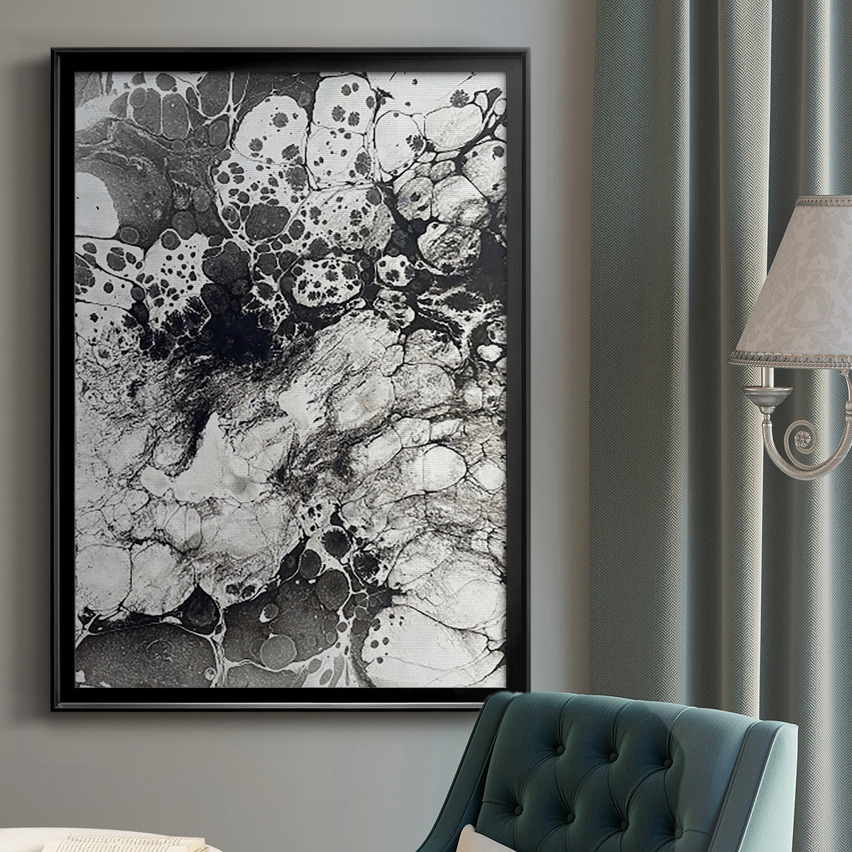 Marbling IX - Modern Framed Canvas Print