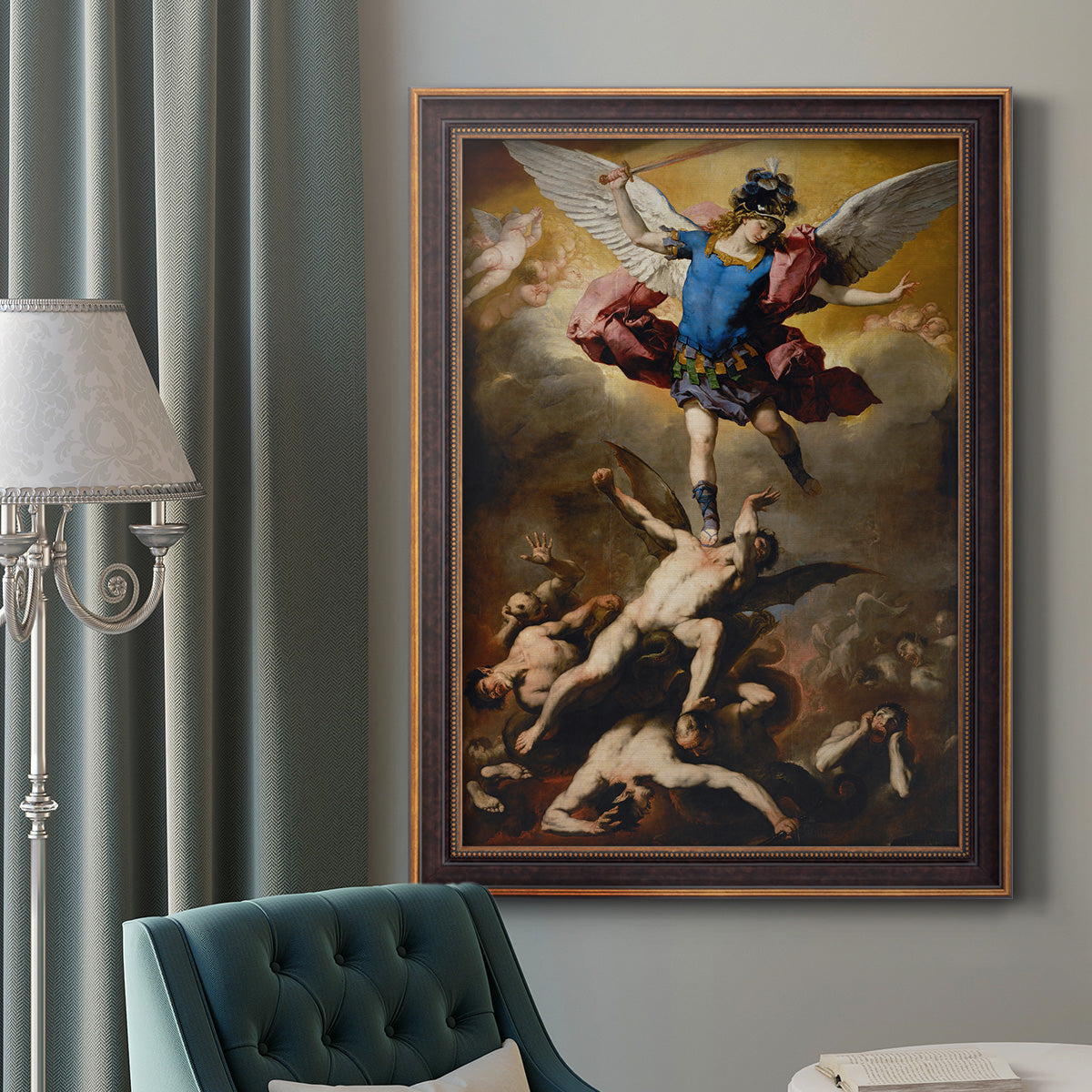 The Fall of the Rebel Angels - Ornate Framed Canvas Print