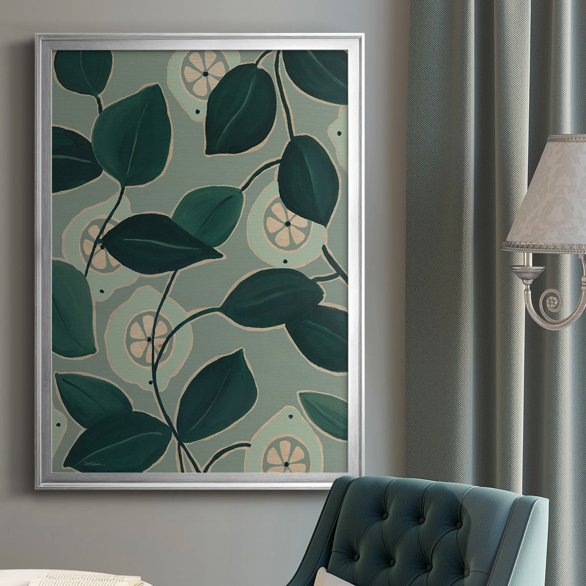 Monochrome Limes - Modern Framed Canvas Print