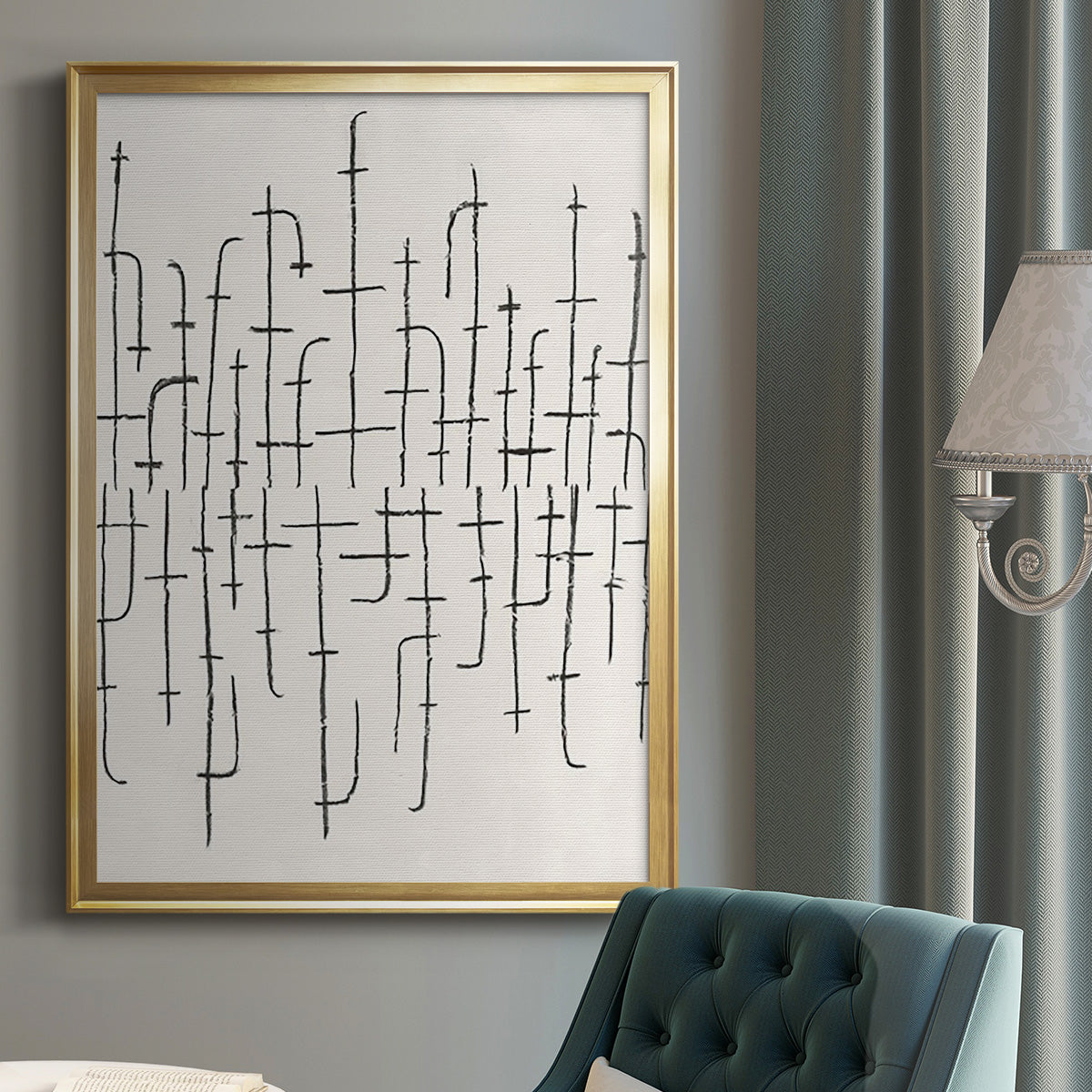 Vertical Arrangement II - Modern Framed Canvas Print