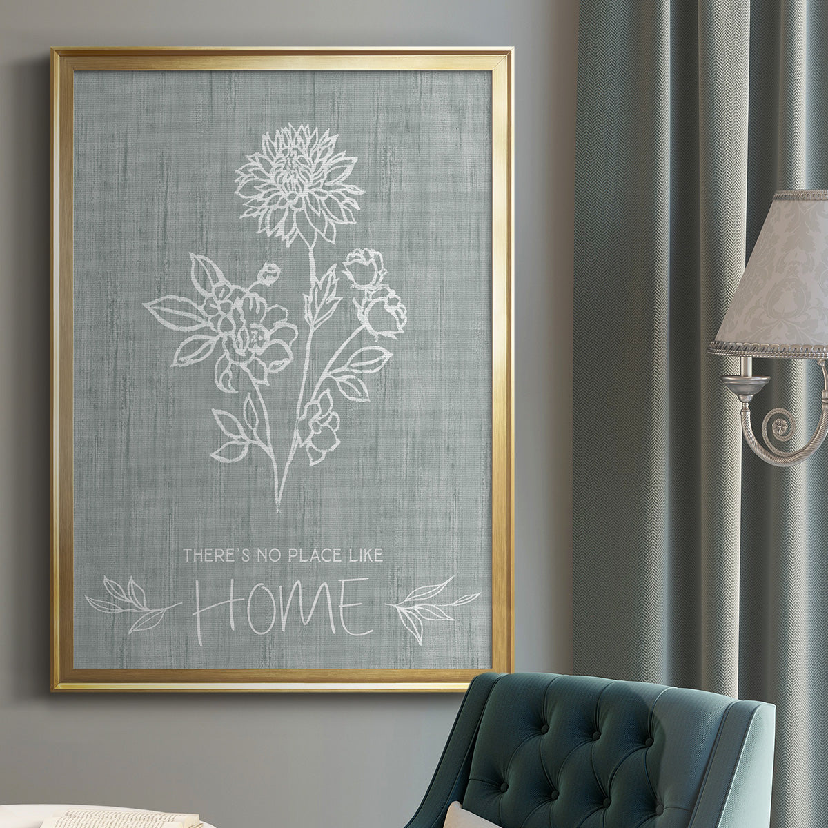 No Place Like Home Sketch - Modern Framed Canvas Print