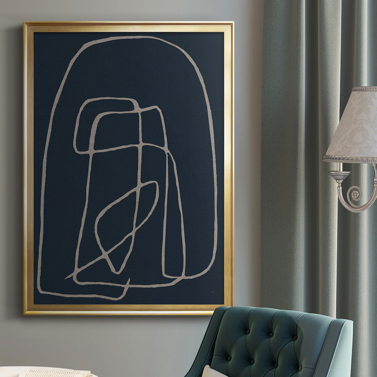 Shapes and Night Sky I - Modern Framed Canvas Print