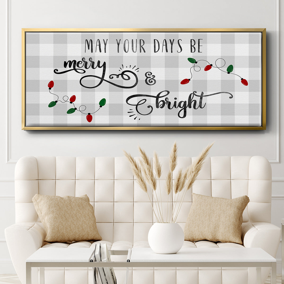 Buffalo Check Merry - Floater Framed Canvas Print