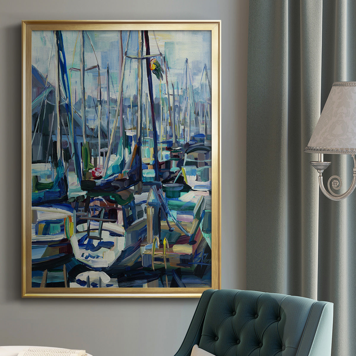 Edmonds Marina - Modern Framed Canvas Print