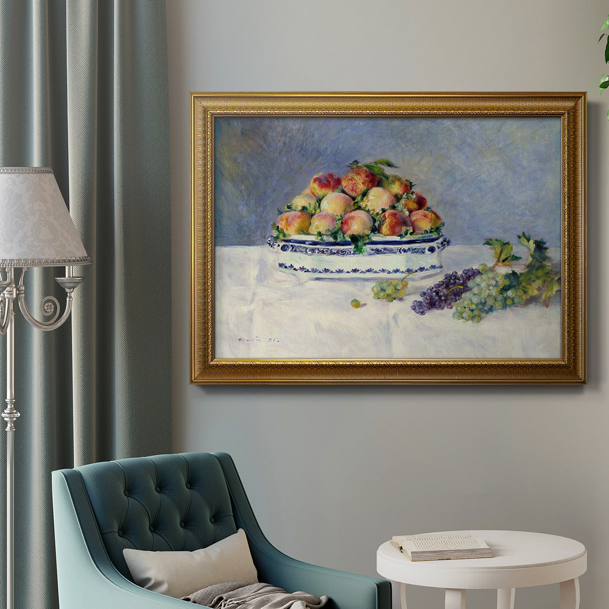 Still Life with Peaches and Grapes Premium Framed Canvas- Ready to Hang