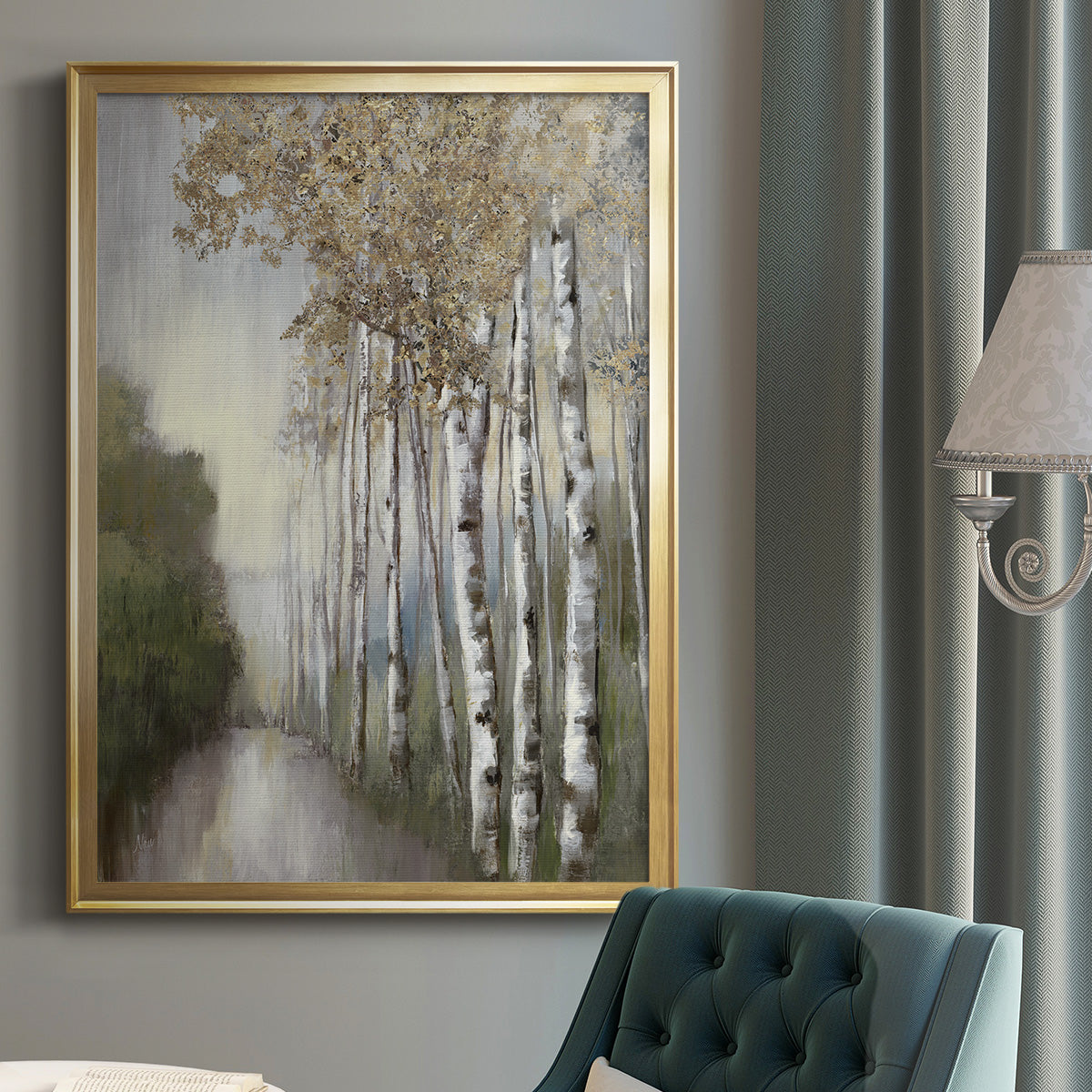 Woodland Walk Neutral - Modern Framed Canvas Print