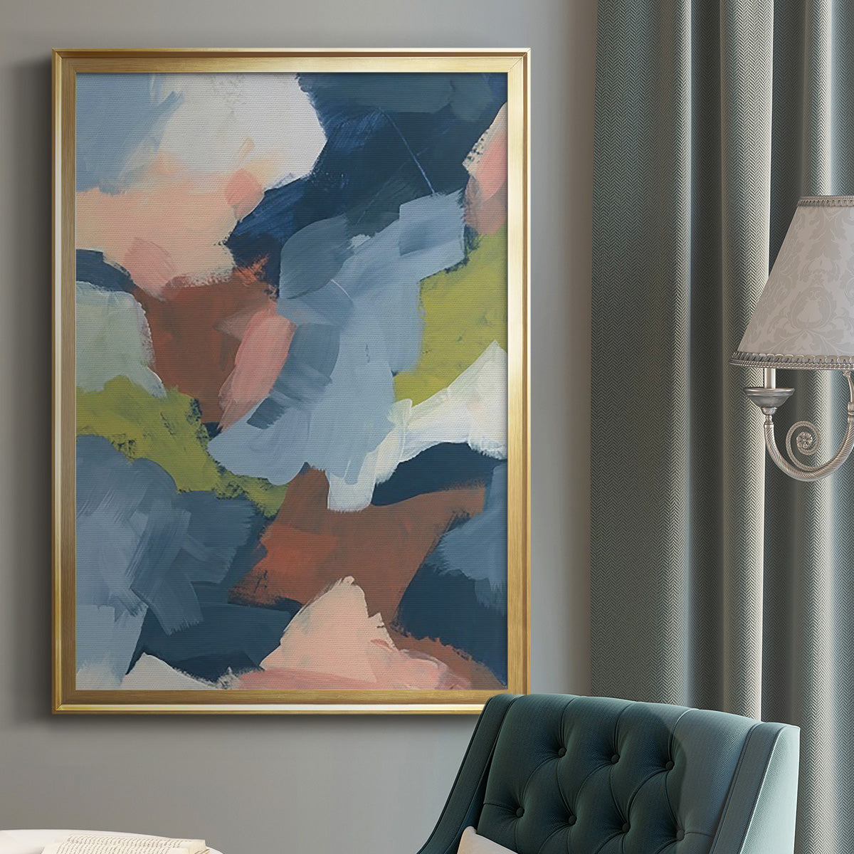 Soft Indigo Atmosphere II - Modern Framed Canvas Print