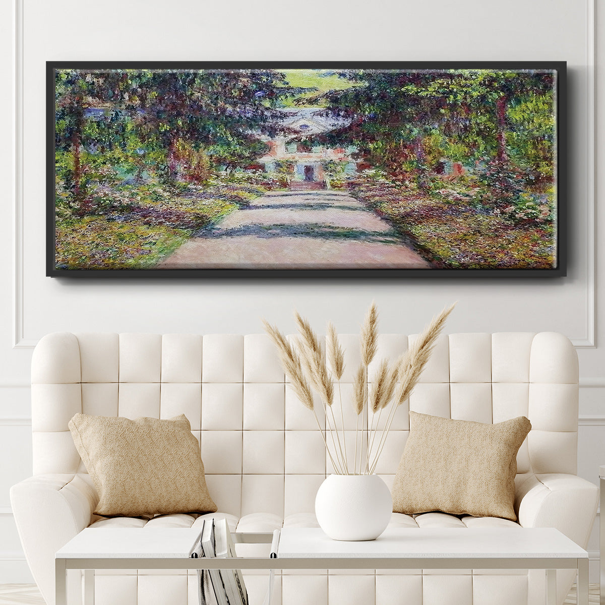 Pathway in Monet's Garden at Giverny, 1900 - Floater Framed Canvas Print