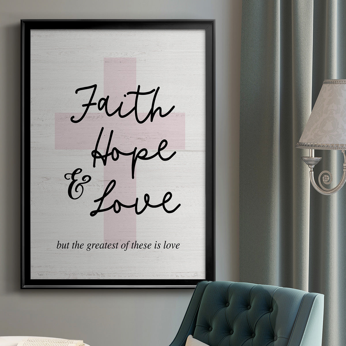 Faith Hope and Love Cross - Modern Framed Canvas Print
