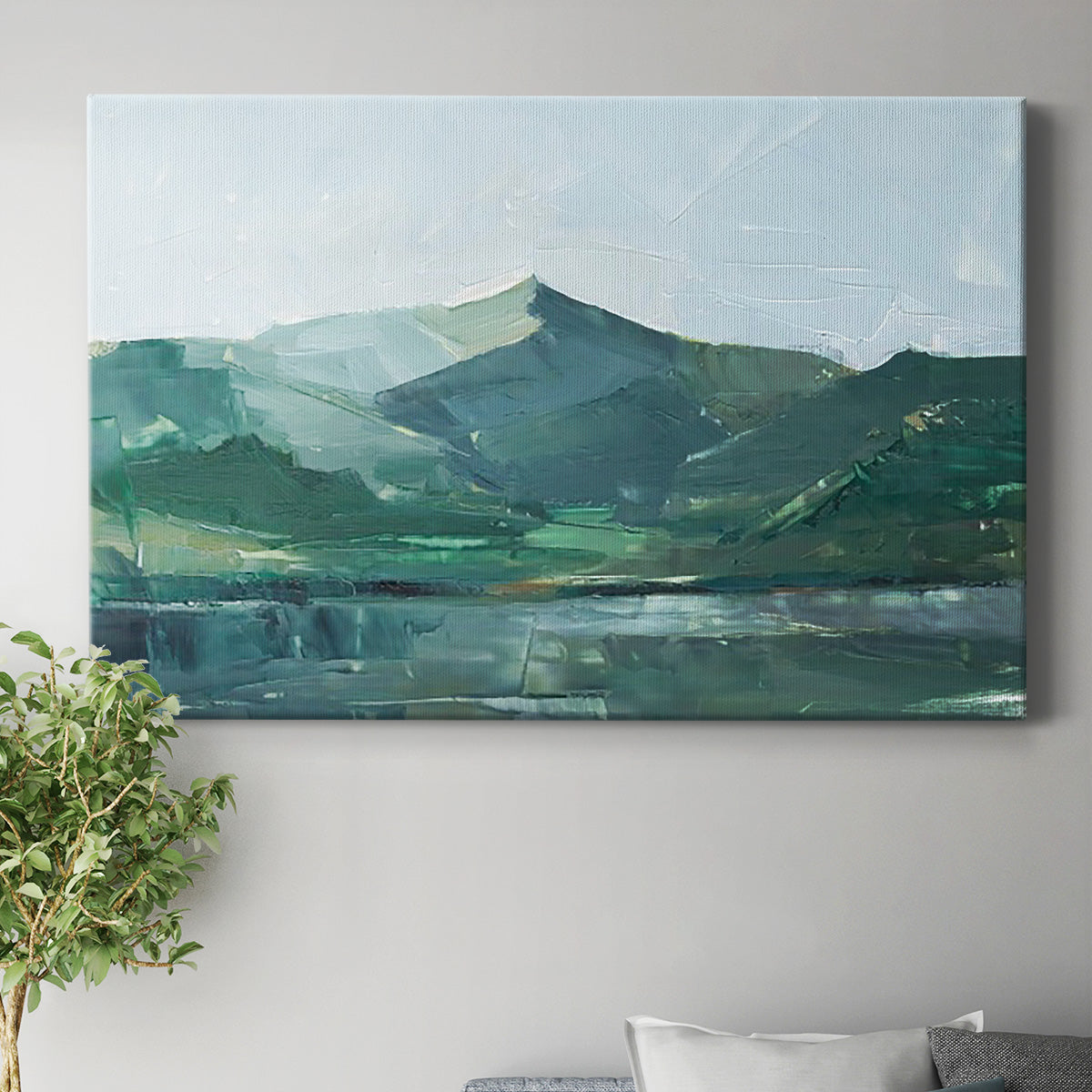 Green Grey Mountains I Premium Gallery Wrapped Canvas - Ready to Hang