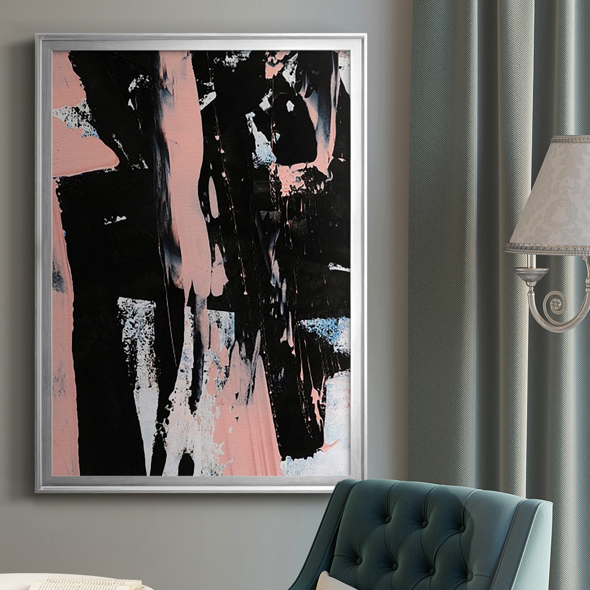 Black & Blush I - Modern Framed Canvas Print