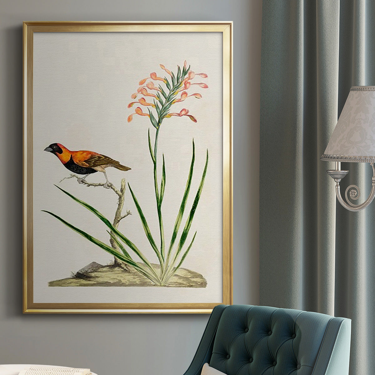 Bird in Habitat III - Modern Framed Canvas Print