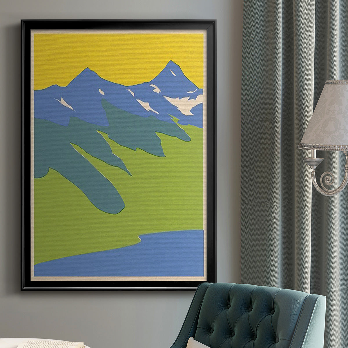 Bright Glacial Lake II - Modern Framed Canvas Print