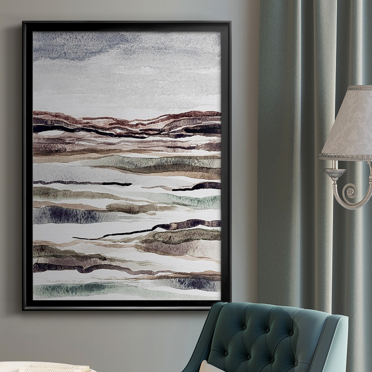 Muted Earth Layers II - Modern Framed Canvas Print