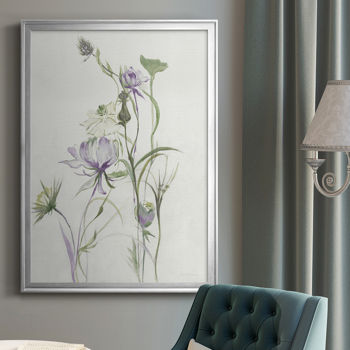 Late Summer Wildflowers II - Modern Framed Canvas Print