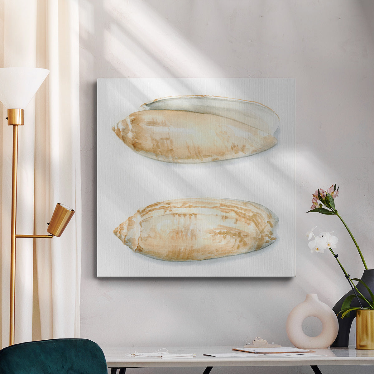 Watercolor Shells V-Premium Gallery Wrapped Canvas - Ready to Hang