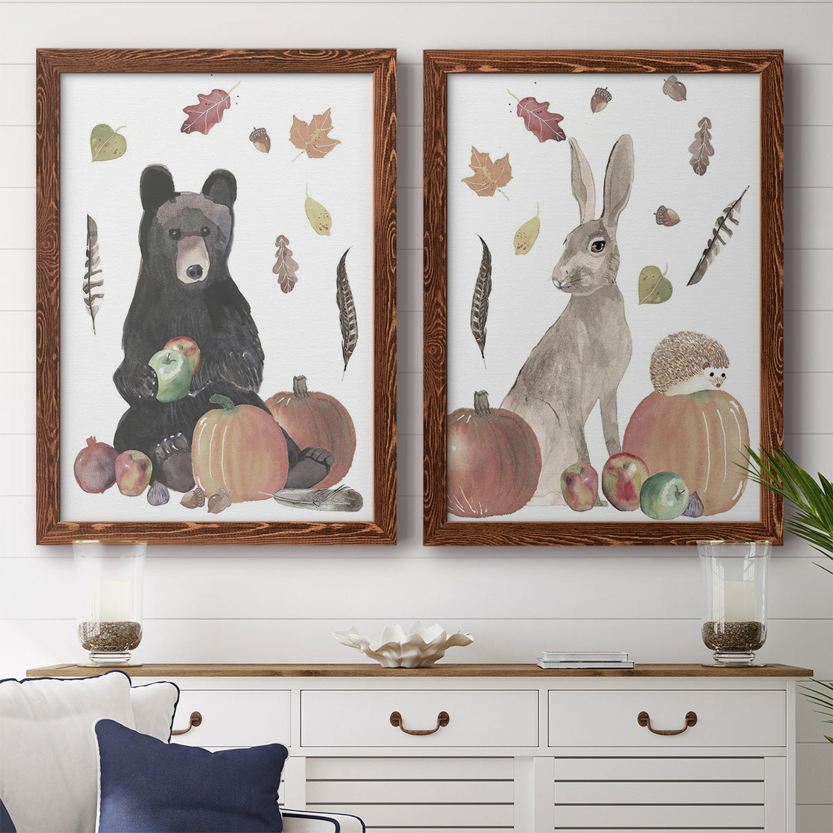 Cute Autumn Forest I - Premium Framed Canvas 2 Piece Set - Ready to Hang