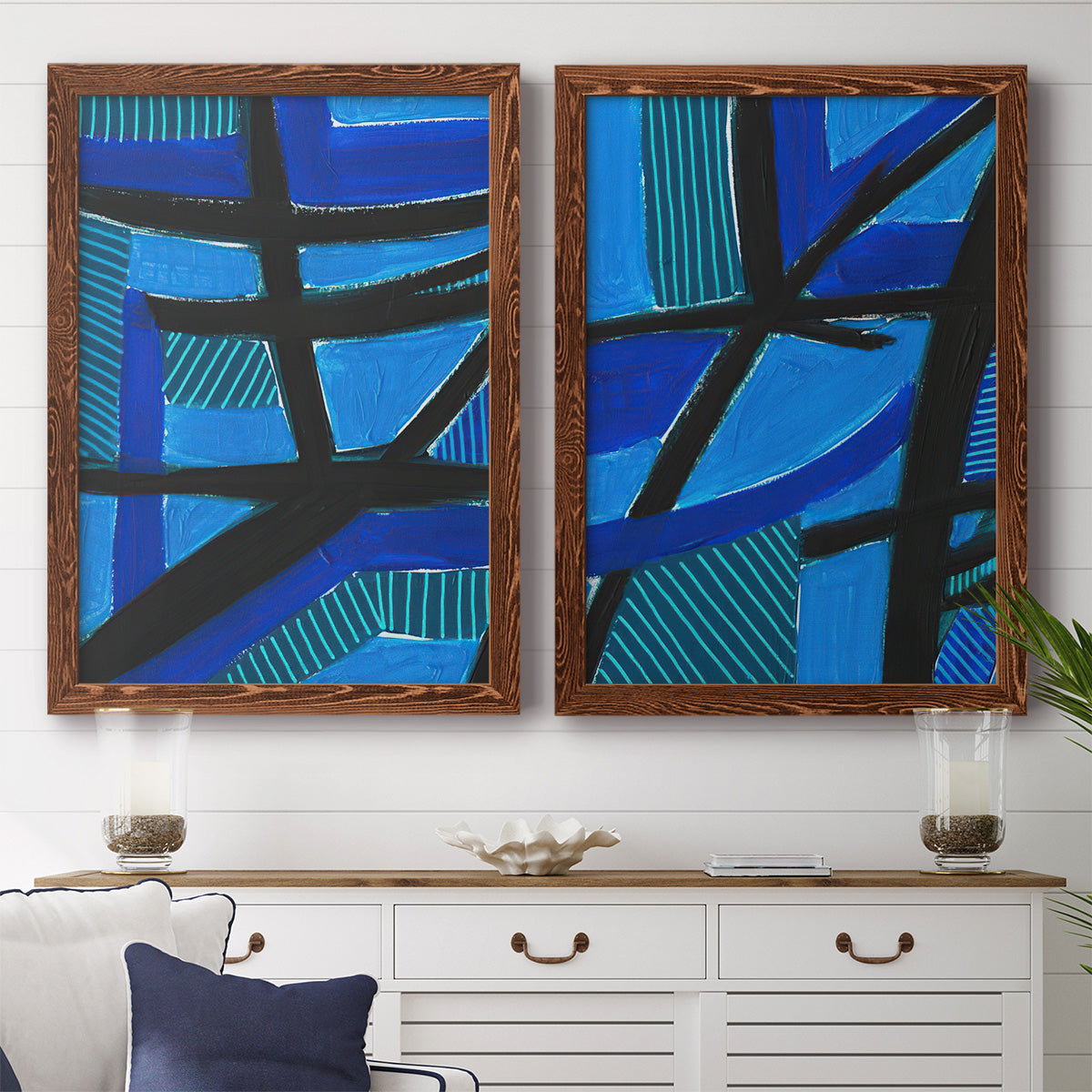 Involved Blues I - Premium Framed Canvas 2 Piece Set - Ready to Hang