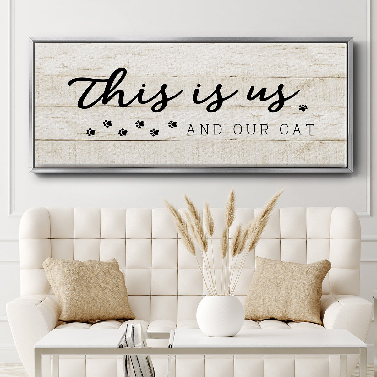 Us and Our Cat - Floater Framed Canvas Print