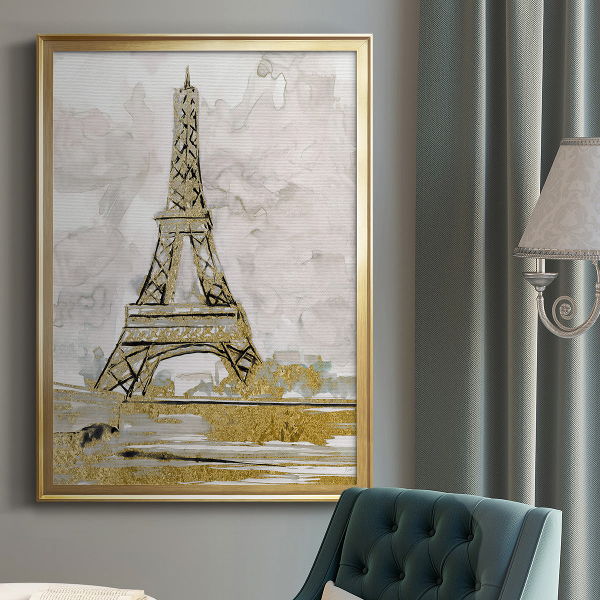 Eiffel Tower Glitz - Modern Framed Canvas Print