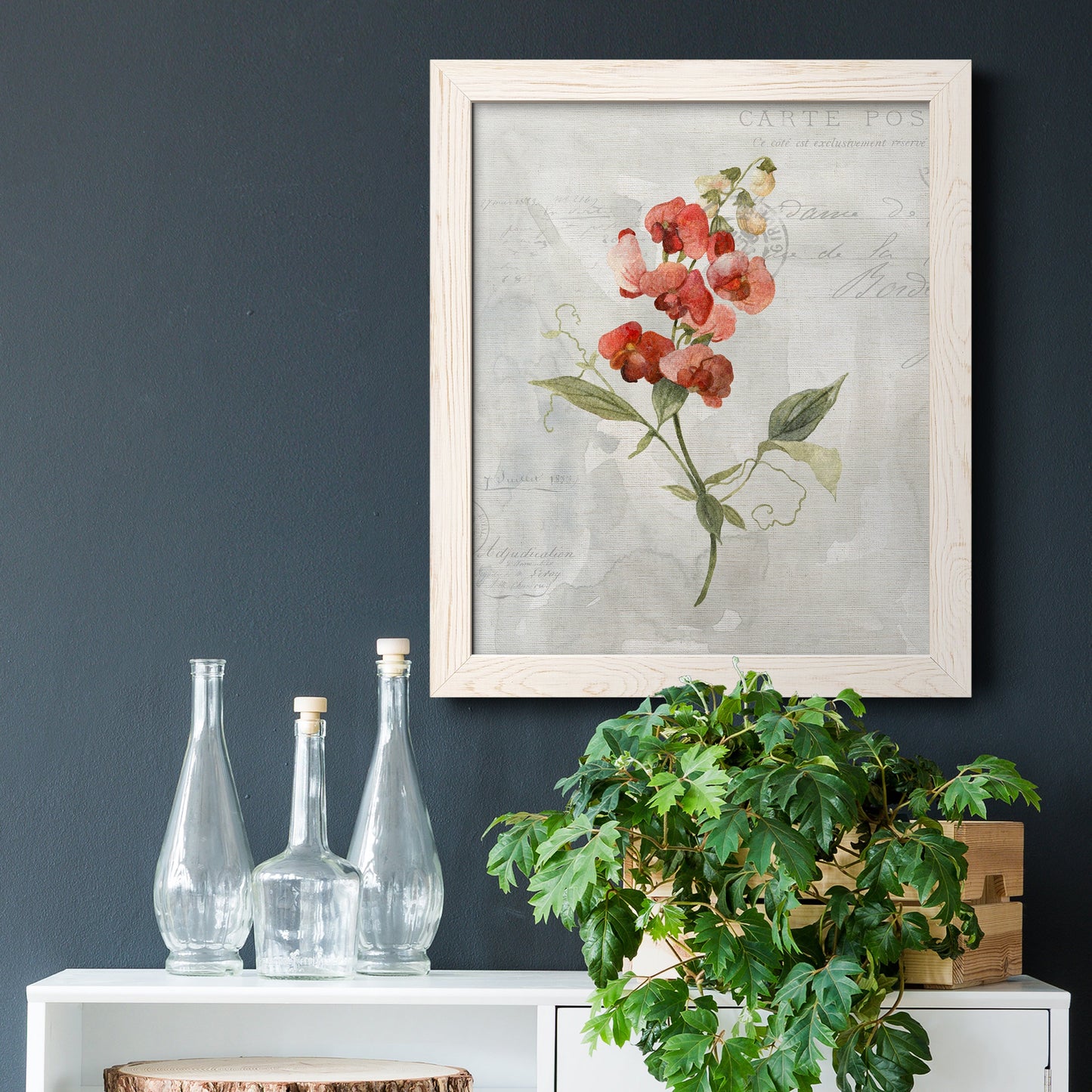 Linen Sweet Pea - Premium Canvas Framed in Barnwood - Ready to Hang