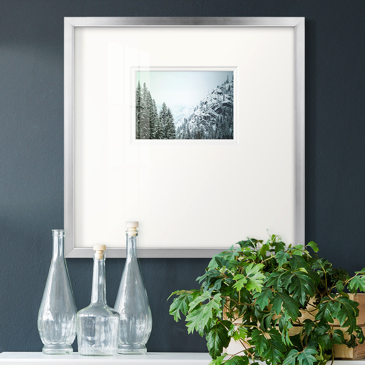 Snowfall in Cascadia II V1- Premium Framed Print Double Matboard