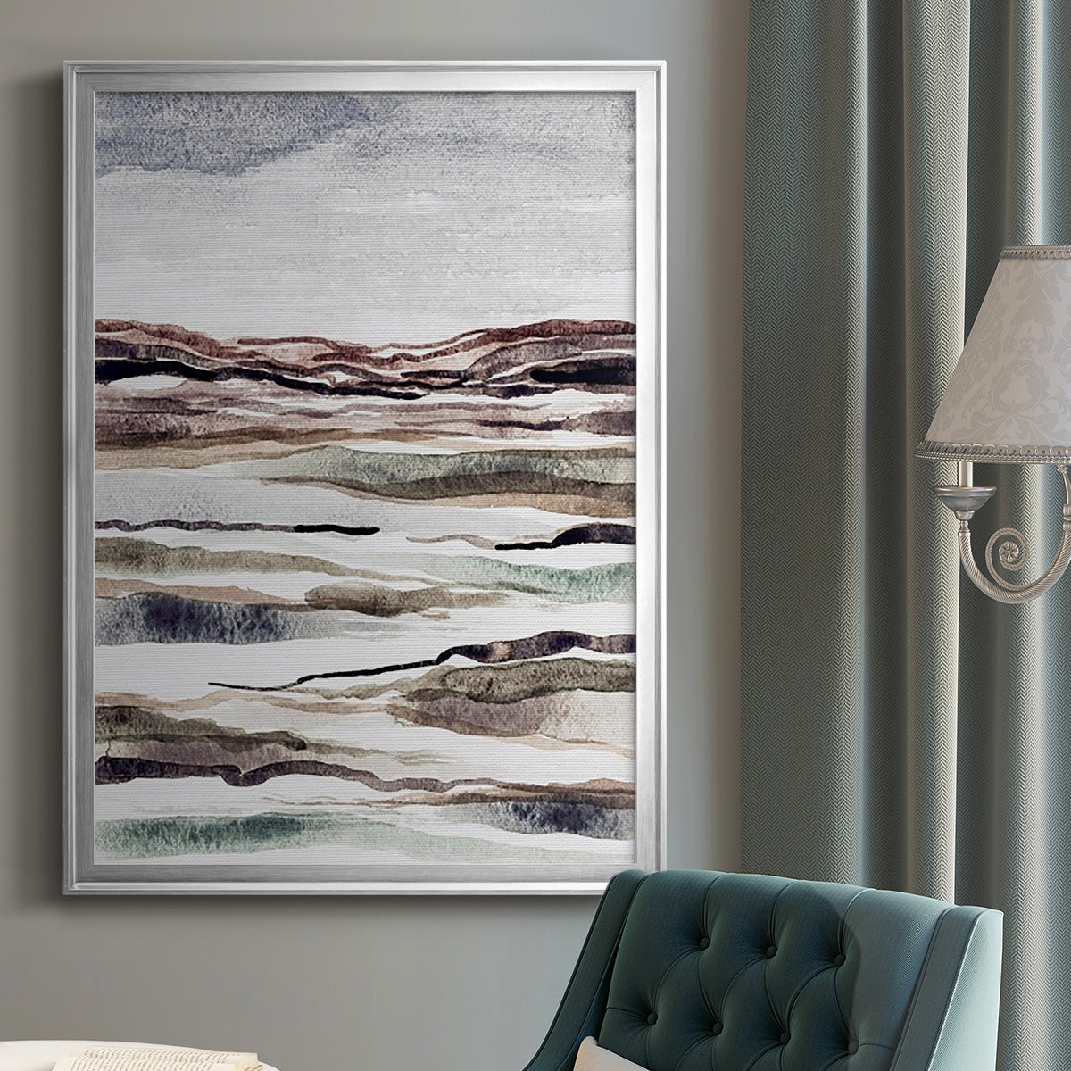 Muted Earth Layers II - Modern Framed Canvas Print