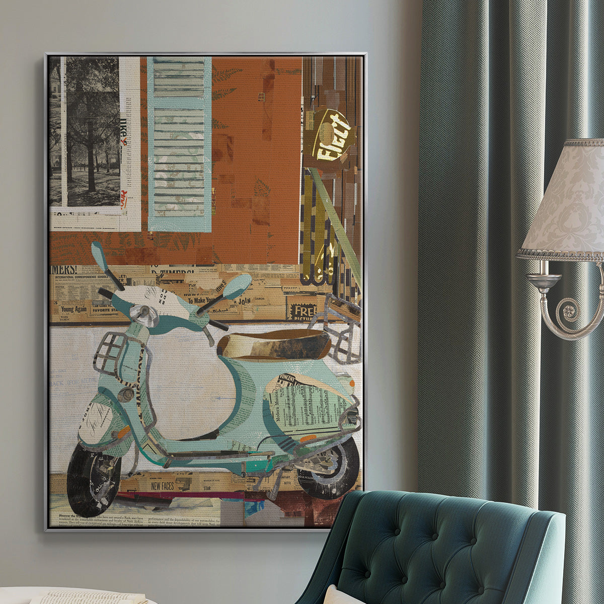 That Vespa -  Framed Canvas Print