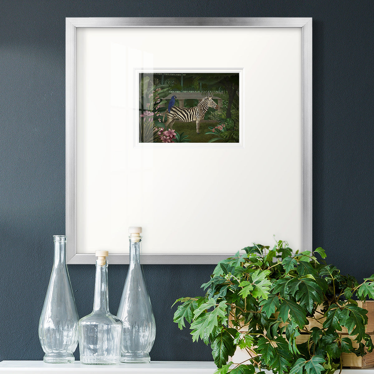 Zebra In Conservatory Premium Framed Print Double Matboard