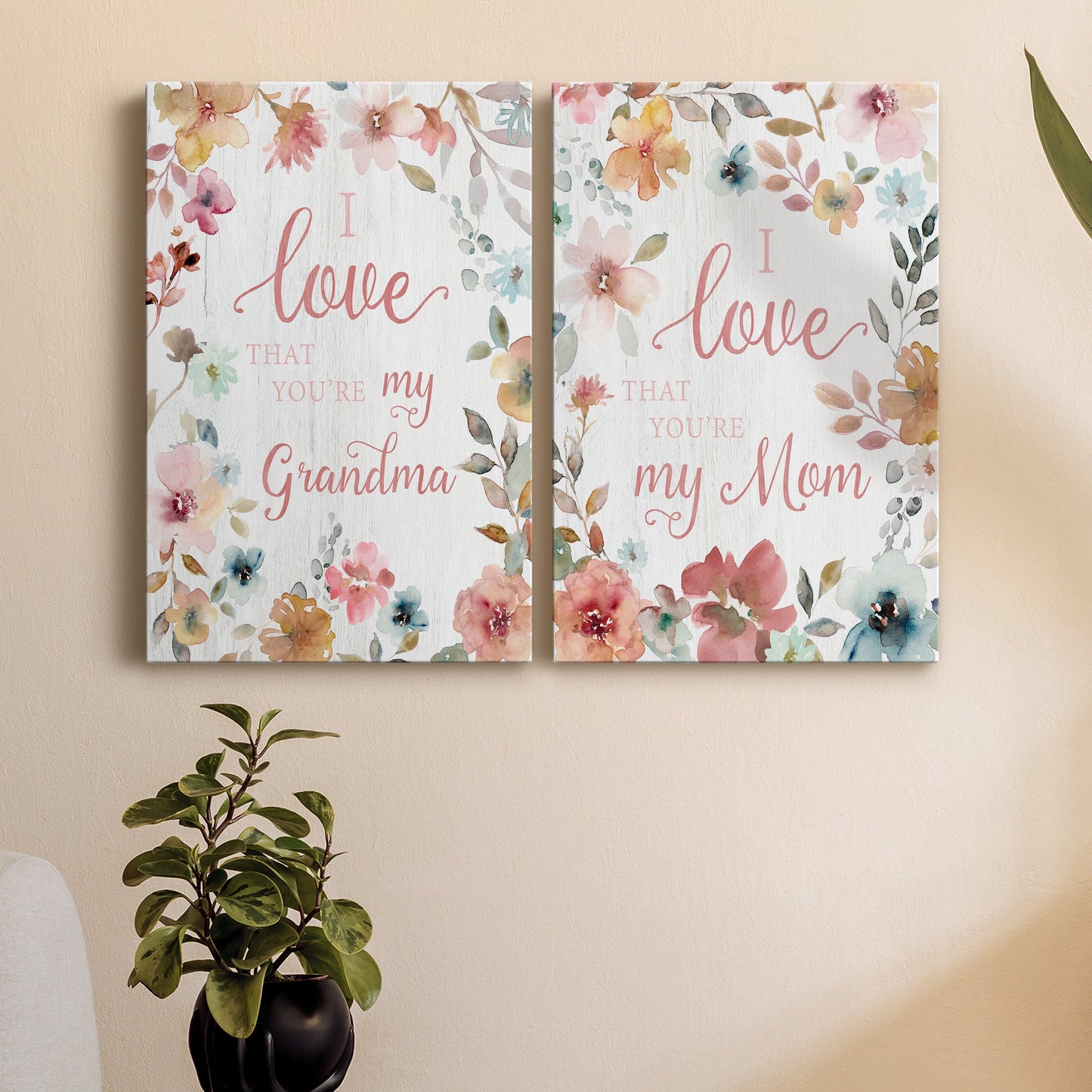 Love Grandma Premium Gallery Wrapped Canvas - Ready to Hang - Set of 2 - 8 x 12 Each