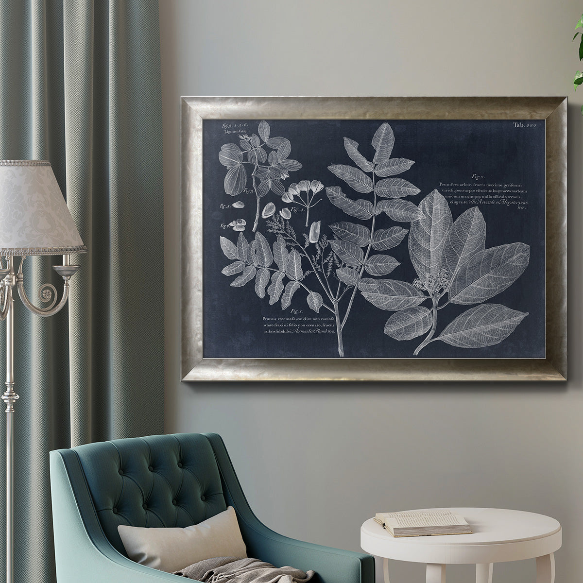 Foliage on Navy V Premium Framed Canvas- Ready to Hang