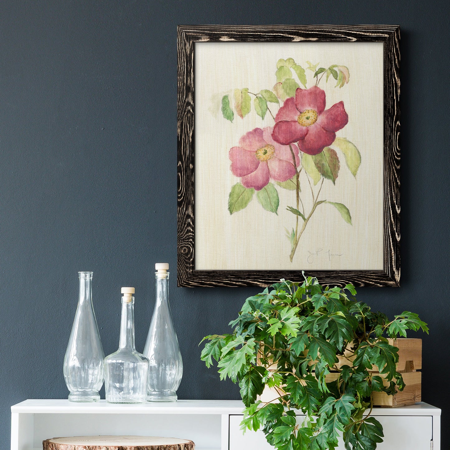 Dusty Rose II - Premium Canvas Framed in Barnwood - Ready to Hang