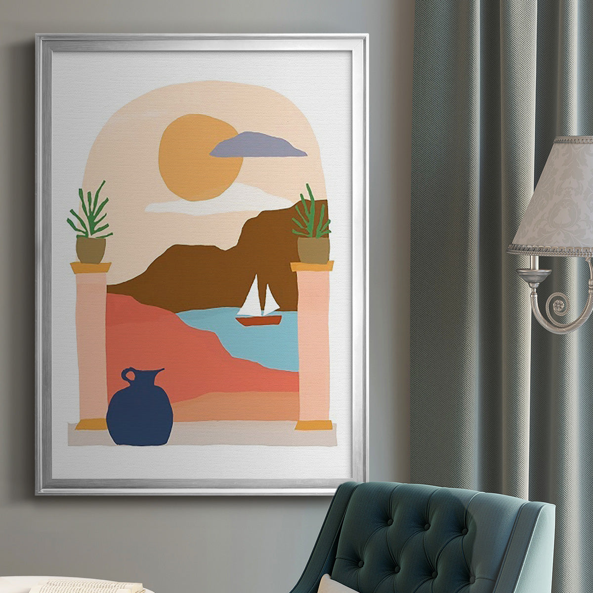 Paper Scene III - Modern Framed Canvas Print